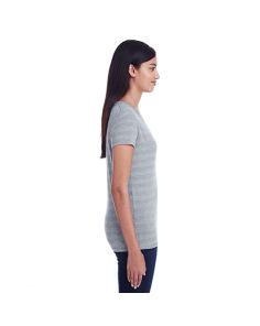 Threadfast Ladies' Invisible Stripe V-Neck T-Shirt
