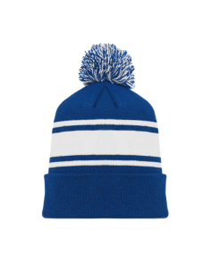 A1830 Cuff Toque & PomPom 30 Hockey colors Custom Embroidered