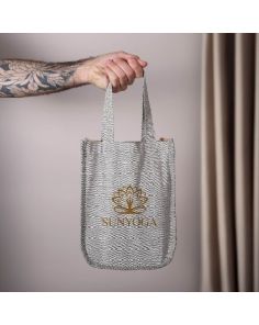 10 Oz Cotton & Jute Fashion Tote Bag - Quetico 9 1/4″ W x 11 3/4″ H x 4 1/2″ D (Min 75)